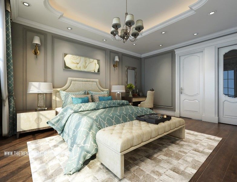 Thiết kế nội thất phòng ngủ nhà liền kề khu đô thị Văn Quán